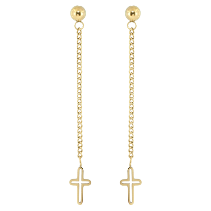 Серьги Xuping TTM Stainless Steel цвет 14K пусеты Подвески Крестики на цепочке фото №12 Серьги Xuping TTM Stainless Steel цвет 14K пусеты Подвески Крестики на цепочке фото №12