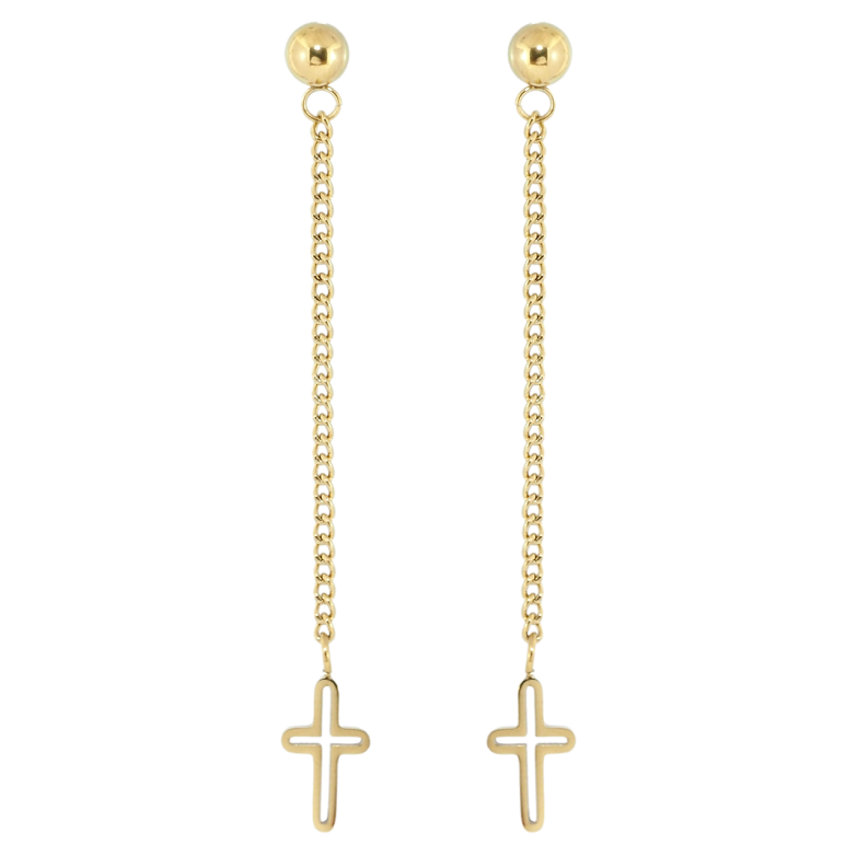 Серьги Xuping TTM Stainless Steel цвет 14K пусеты Подвески Крестики на цепочке фото №1 Серьги Xuping TTM Stainless Steel цвет 14K пусеты Подвески Крестики на цепочке фото №1