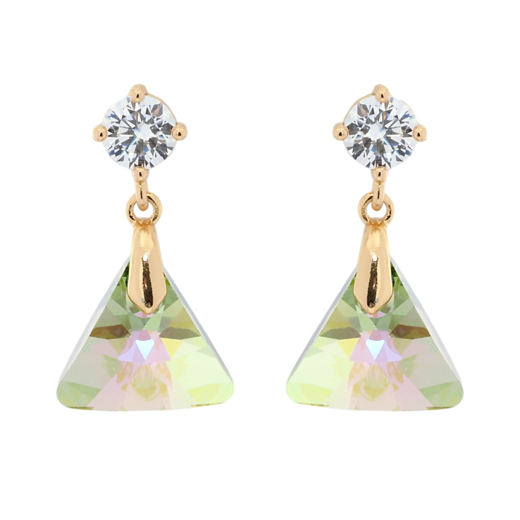 Сережки Xuping колір 18K з кристалами Swarovski пусети Кристальні трикутники Vitrail Light фото №22 Сережки Xuping колір 18K з кристалами Swarovski пусети Кристальні трикутники Vitrail Light фото №22