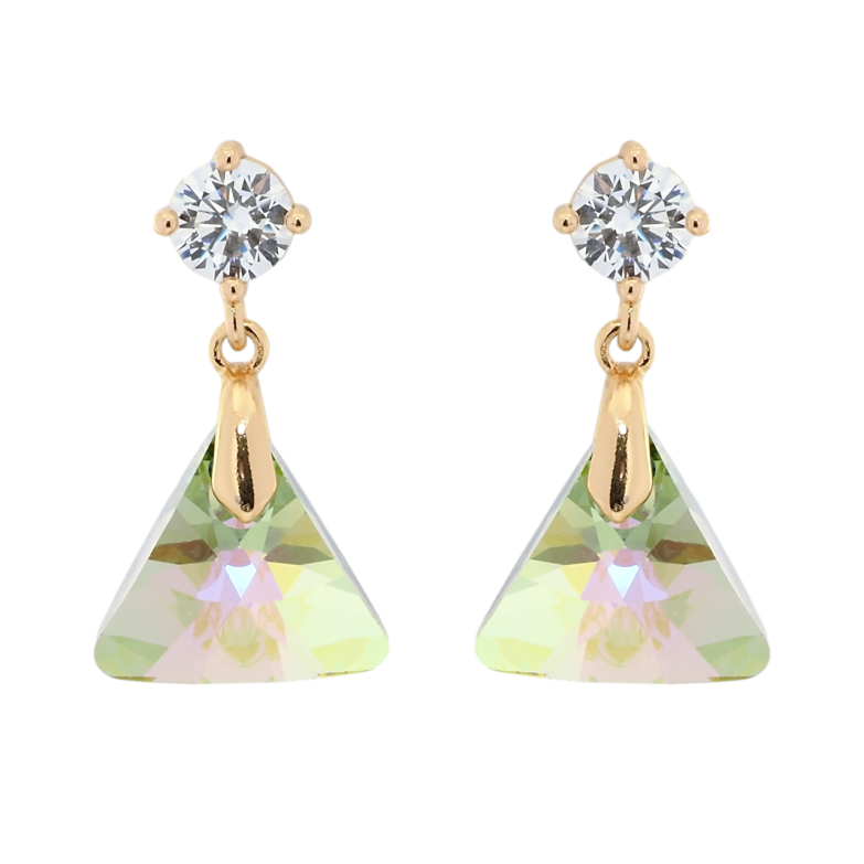 Серьги Xuping цвет 18K с кристаллами Swarovski пусеты Кристальные треугольники Vitrail Light фото №2 Серьги Xuping цвет 18K с кристаллами Swarovski пусеты Кристальные треугольники Vitrail Light фото №2