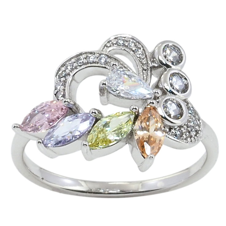 Кольцо Xuping Родий Фантазийный орнамент с цветными кристаллами фото №11 Кольцо Xuping Родий Фантазийный орнамент с цветными кристаллами фото №11