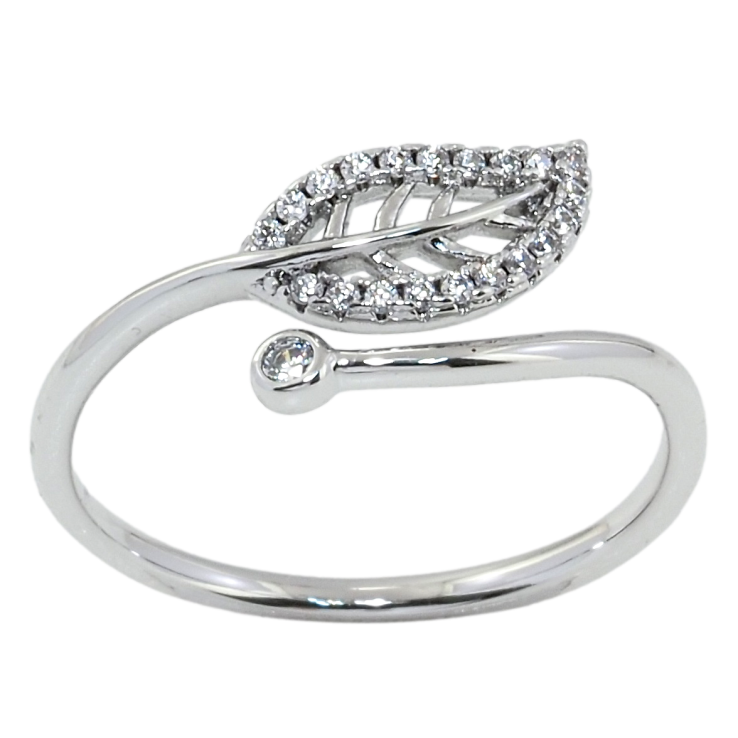 Кольцо Xuping Родий Листик с цирконием фото №4 Кольцо Xuping Родий Листик с цирконием фото №4