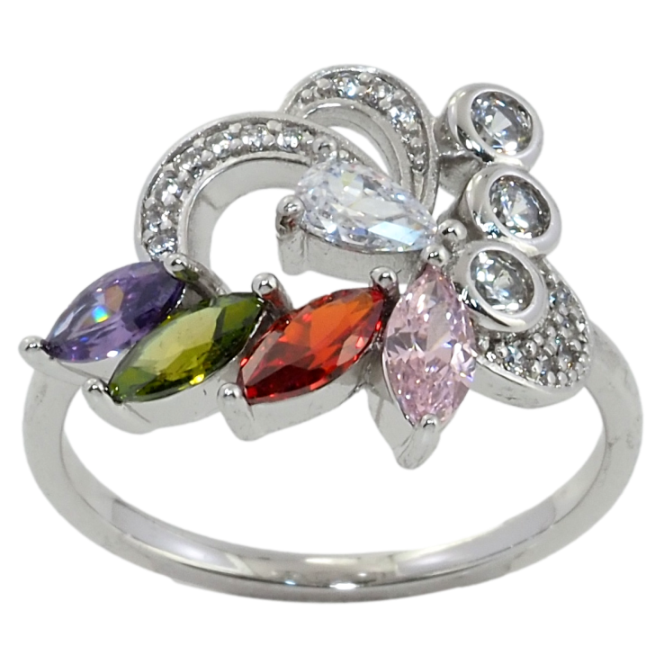 Кольцо Xuping Родий Фантазийный орнамент с цветными кристаллами фото №25 Кольцо Xuping Родий Фантазийный орнамент с цветными кристаллами фото №25