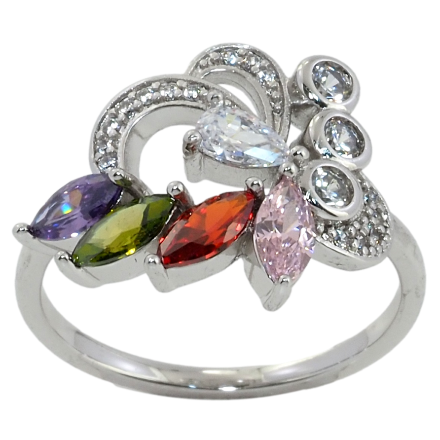 Кольцо Xuping Родий Фантазийный орнамент с цветными кристаллами фото №1 Кольцо Xuping Родий Фантазийный орнамент с цветными кристаллами фото №1