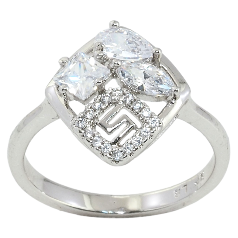 Каблучка Xuping Родій Ромб із кристальним орнаментом фото №1