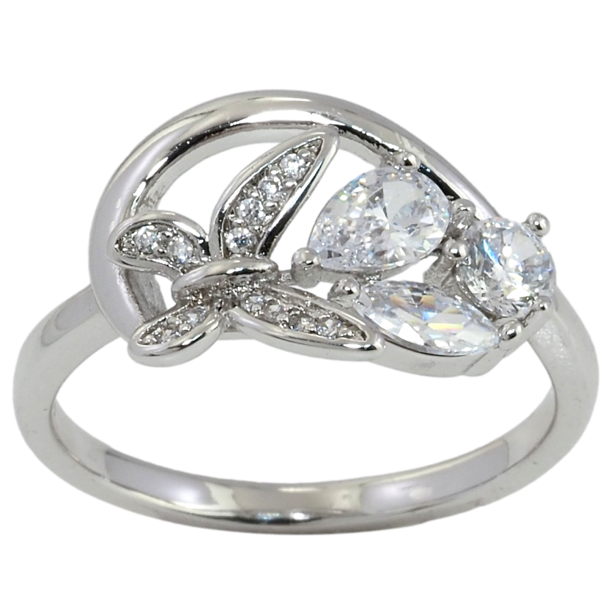 Кольцо Xuping Родий Бабочка с кристаллами фото №1 Кольцо Xuping Родий Бабочка с кристаллами фото №1