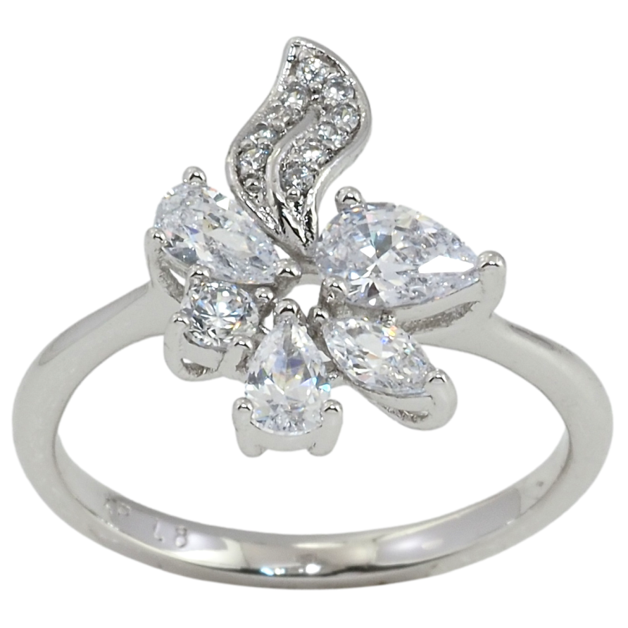 Каблучка Xuping Родій Кристальний орнамент з листочком фото №1