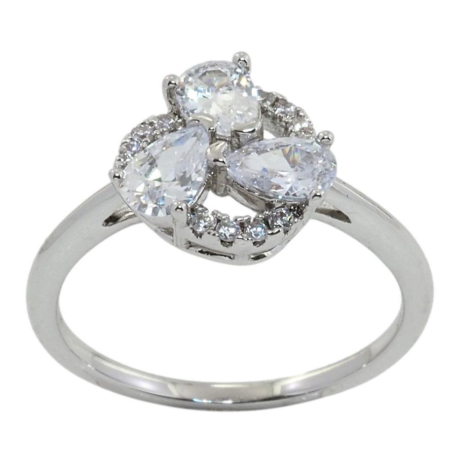 Каблучка Xuping Родій Три фіаніти з цирконієм фото №1