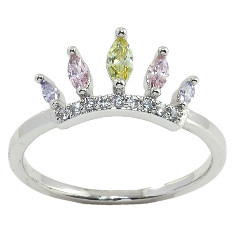 Кольцо Xuping Родий Корона с цветными фианитами фото №1 Кольцо Xuping Родий Корона с цветными фианитами фото №1
