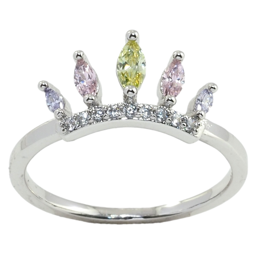 Каблучка Xuping Родій Корона з кольоровими фіанітами фото №1 Каблучка Xuping Родій Корона з кольоровими фіанітами фото №1