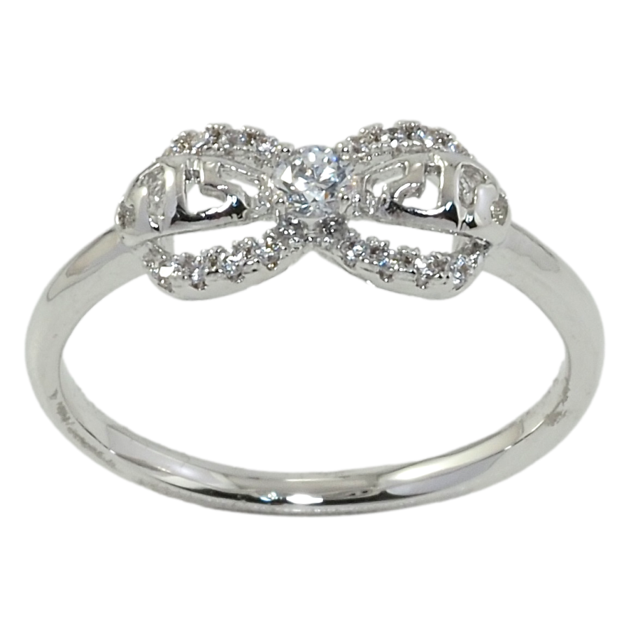 Кольцо Xuping Родий Бант с цирконием фото №1 Кольцо Xuping Родий Бант с цирконием фото №1