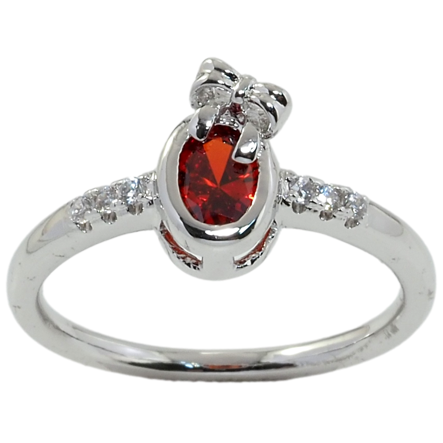 Каблучка Xuping Родій Червоний фіаніт з бантом фото №1 Каблучка Xuping Родій Червоний фіаніт з бантом фото №1