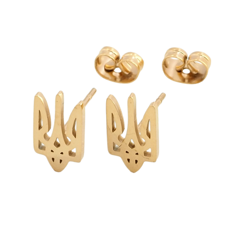 Сережки Xuping TTM Stainless Steel колір 18К пусети Герб України фото №25