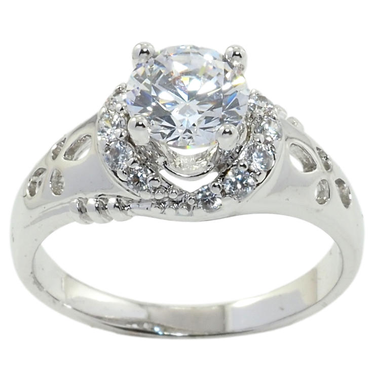 Кольцо Xuping Родий Фианит в высокой оправе фото №24 Кольцо Xuping Родий Фианит в высокой оправе фото №24