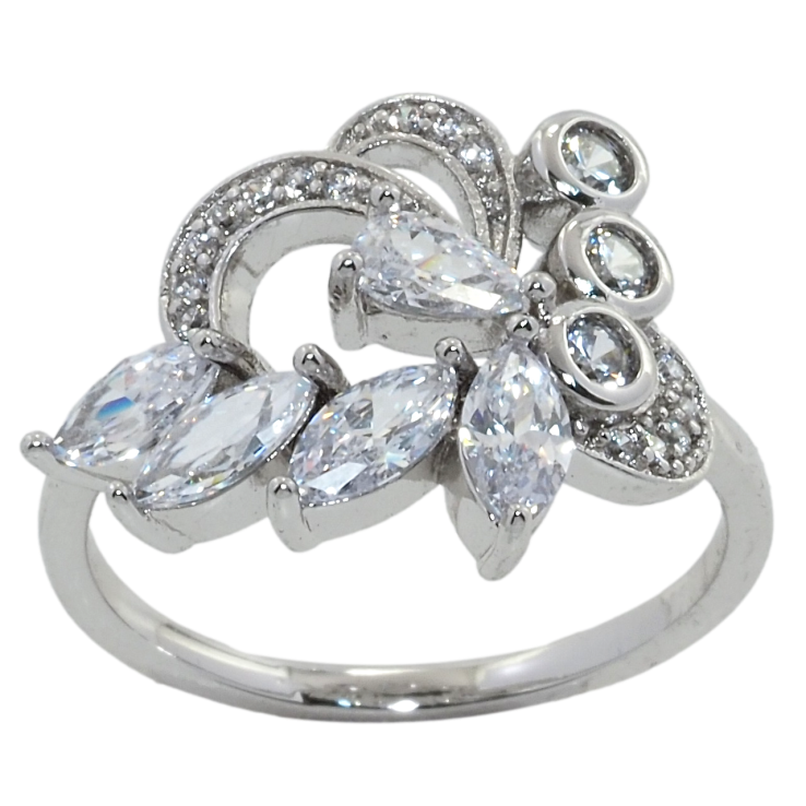 Кольцо Xuping Родий Орнамент с фианитами фото №9