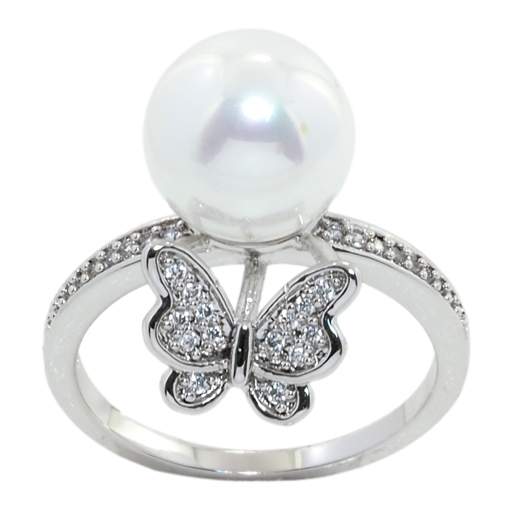 Кольцо Xuping Родий Бабочка с жемчужиной фото №14