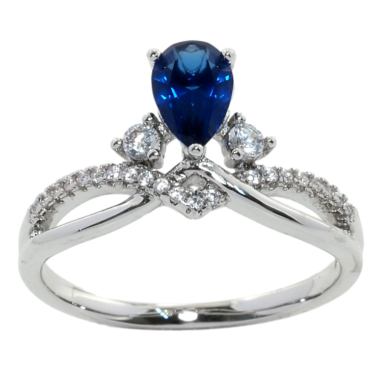 Кольцо Xuping Родий Инкрустация цирконием с синим фианитом фото №7 Кольцо Xuping Родий Инкрустация цирконием с синим фианитом фото №7