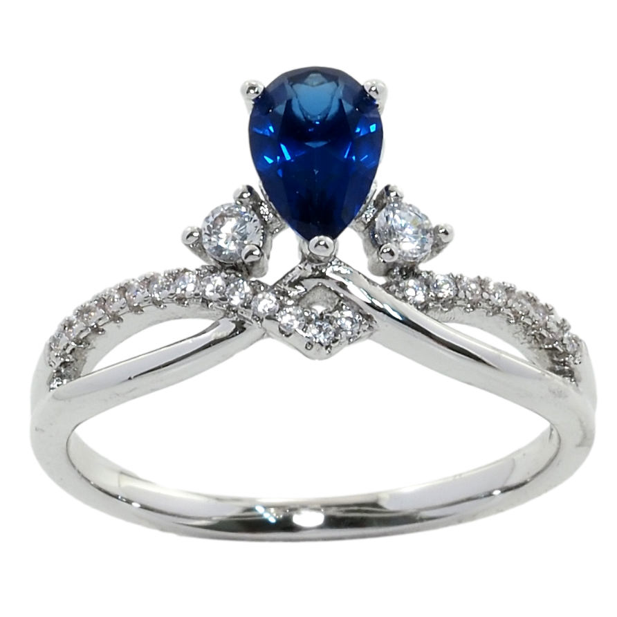 Кольцо Xuping Родий Инкрустация цирконием с синим фианитом фото №1 Кольцо Xuping Родий Инкрустация цирконием с синим фианитом фото №1