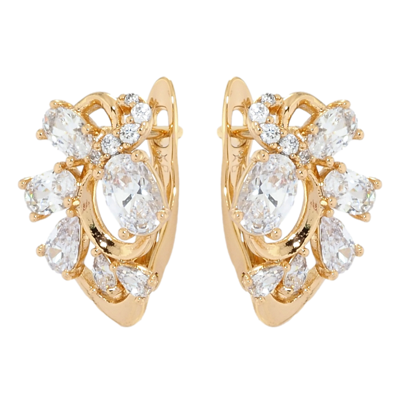 Серьги Xuping Позолота 18K английский замок Россыпь кристаллов фото №1