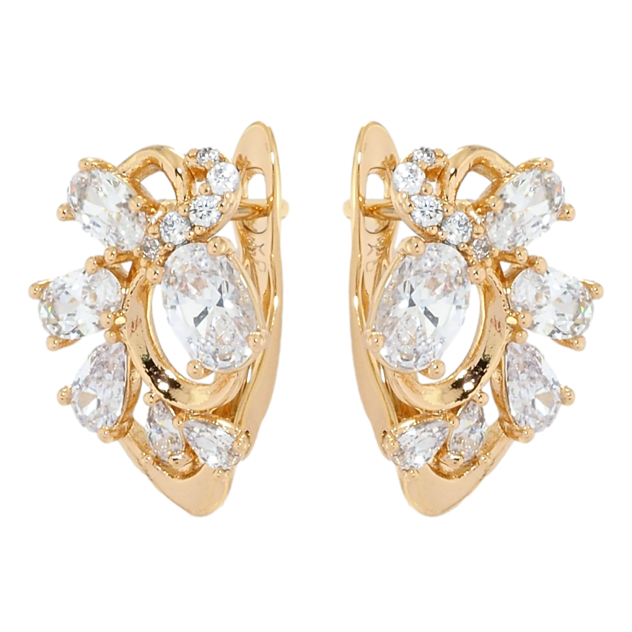 Сережки Xuping Позолота 18K англійський замок Розсип кристалів фото №1