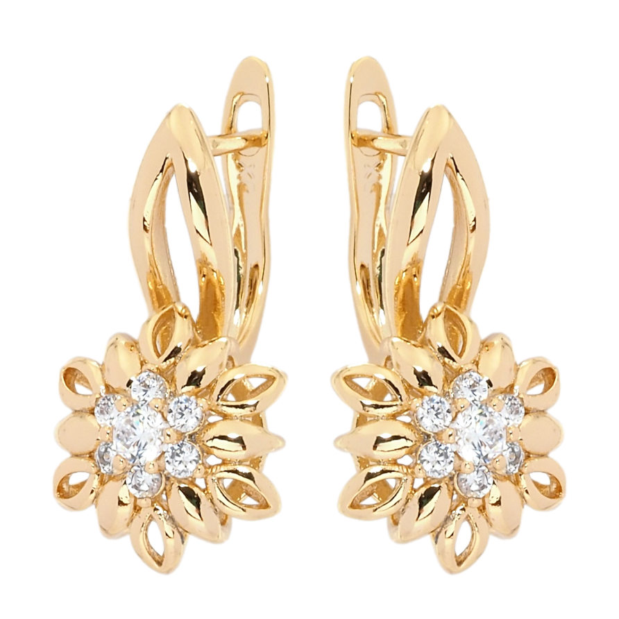 Сережки Xuping Позолота 18K англійський замок Квіточки з цирконієм фото №1