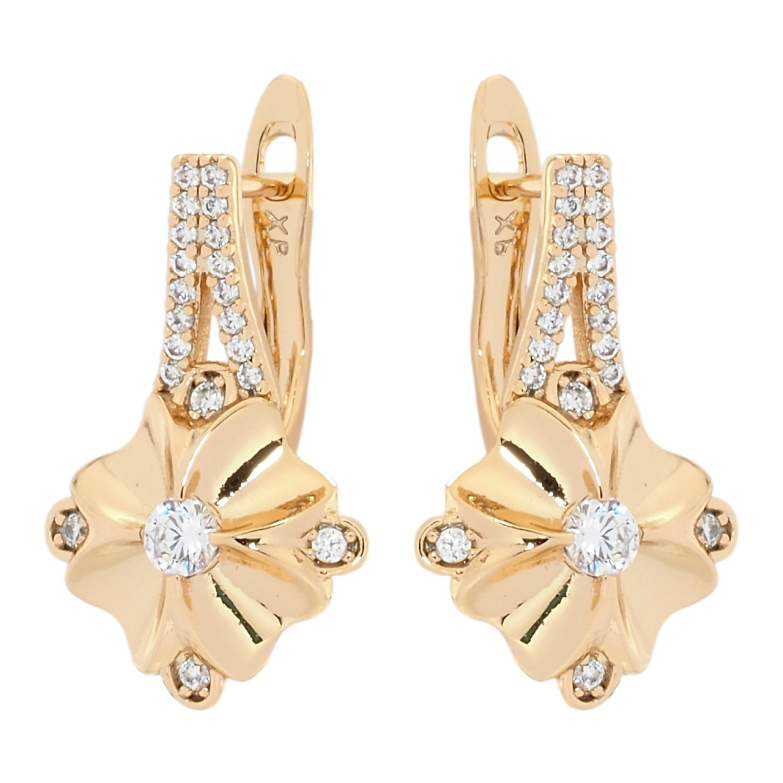 Сережки Xuping Позолота 18K англійський замок Квіточки з цирконієм фото №1