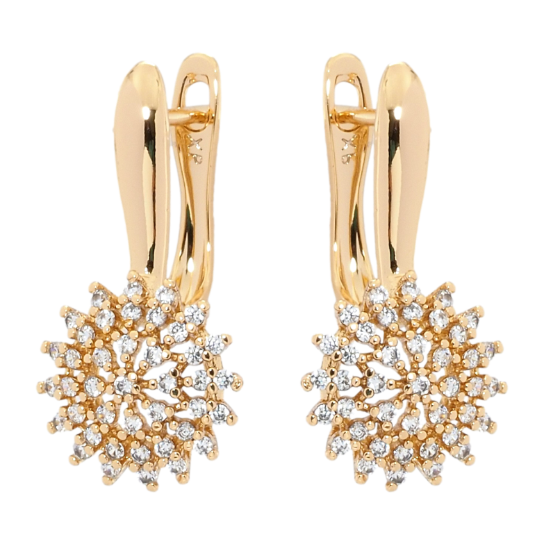 Сережки Xuping Позолота 18K англійський замок Квіточки з цирконієм фото №1