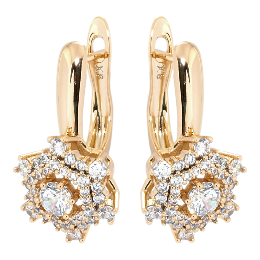 Сережки Xuping Позолота 18K англійський замок Квіточки цирконієм фото №1