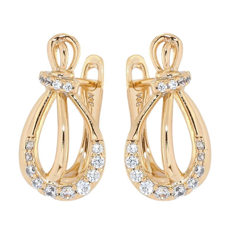 Серьги Xuping Позолота 18K английский замок Декоративные петельки с цирконием фото №1 Серьги Xuping Позолота 18K английский замок Декоративные петельки с цирконием фото №1