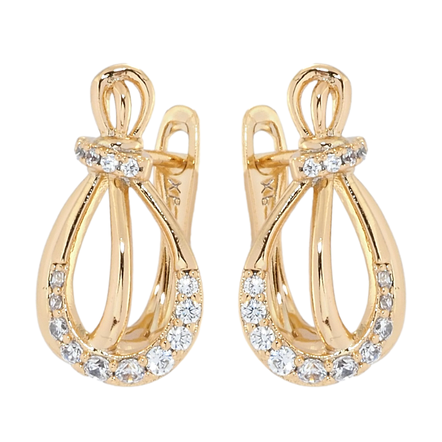 Серьги Xuping Позолота 18K английский замок Декоративные петельки с цирконием фото №1 Серьги Xuping Позолота 18K английский замок Декоративные петельки с цирконием фото №1