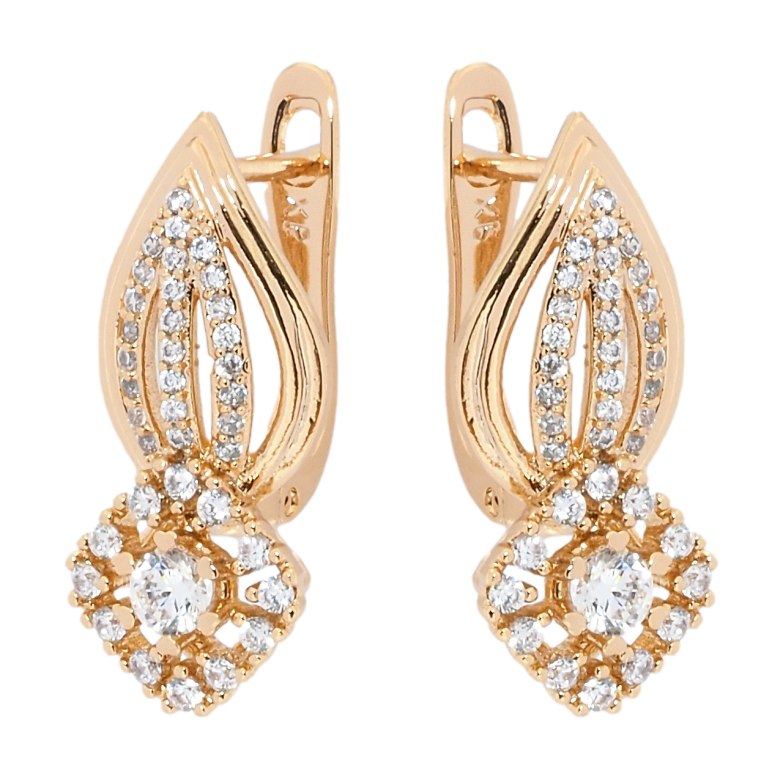 Сережки Xuping Позолота 18K англійський замок Інкрустація цирконієм фото №1