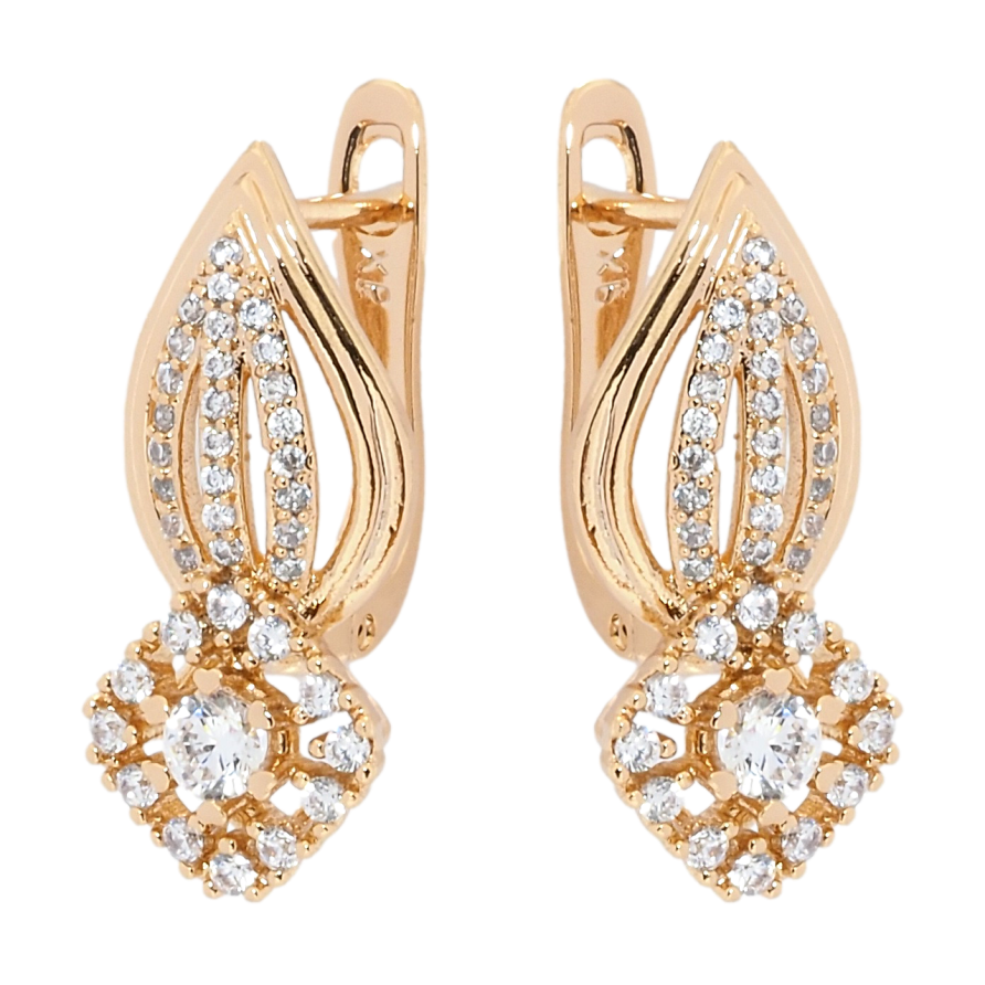 Серьги Xuping Позолота 18K английский замок Инкрустация цирконием фото №1 Серьги Xuping Позолота 18K английский замок Инкрустация цирконием фото №1