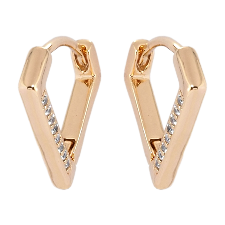 Серьги Xuping Позолота 18K колечки Треугольники с дорожками циркония фото №1 Серьги Xuping Позолота 18K колечки Треугольники с дорожками циркония фото №1
