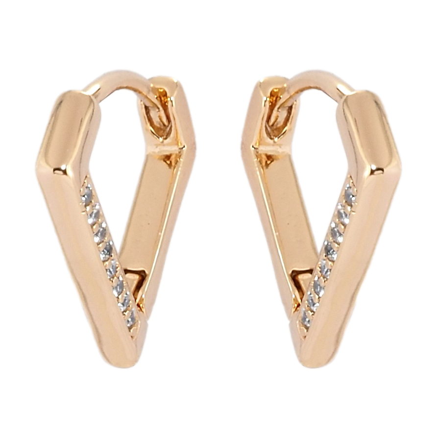 Серьги Xuping Позолота 18K колечки Треугольники с дорожками циркония фото №1 Серьги Xuping Позолота 18K колечки Треугольники с дорожками циркония фото №1