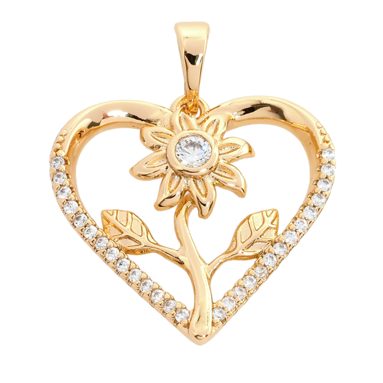 Кулон Xuping Позолота 18K Серце з квіточкою для ланцюжка до 5мм фото №1 Кулон Xuping Позолота 18K Серце з квіточкою для ланцюжка до 5мм фото №1