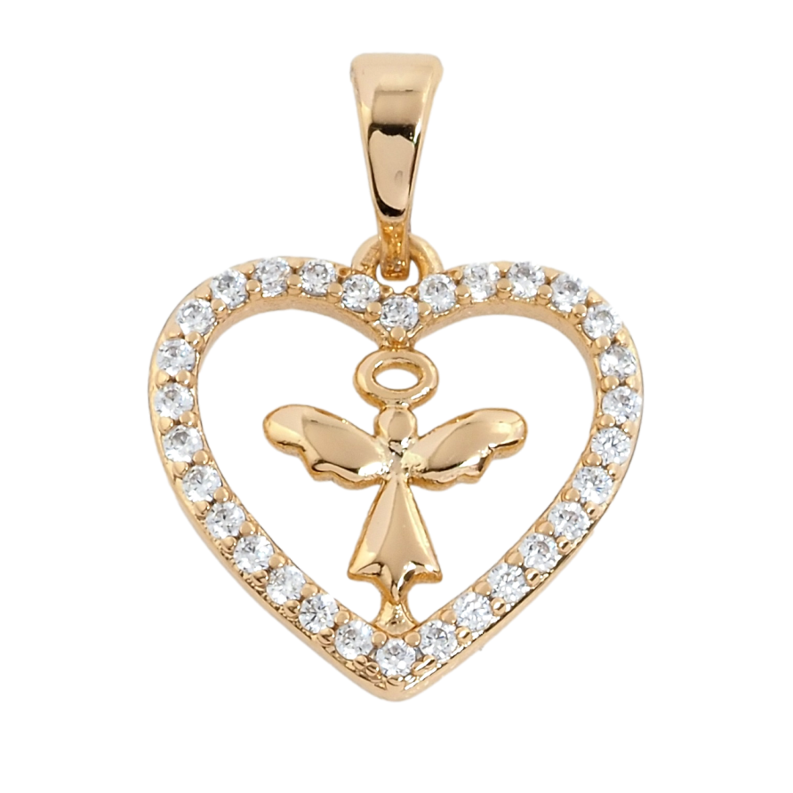 Кулон Xuping Позолота 18K Сердце с ангелочком для цепочки до 5мм фото №1 Кулон Xuping Позолота 18K Сердце с ангелочком для цепочки до 5мм фото №1