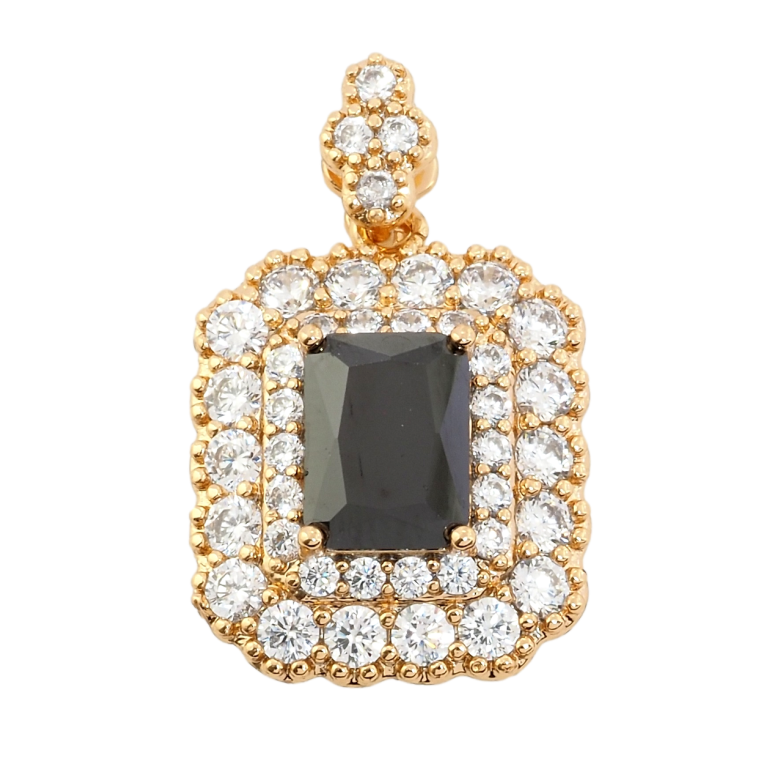 Кулон Xuping Позолота 18K Чорний фіаніт в обрамленні цирконію для ланцюжка до 2мм фото №1