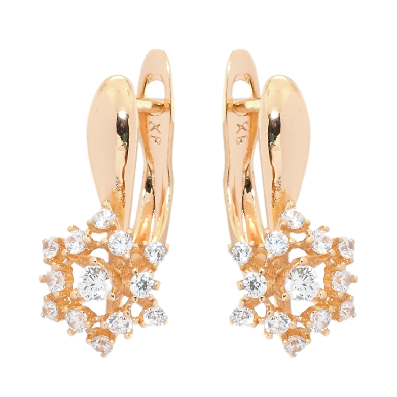 Серьги Xuping M&L Цвет 18K английский замок Снежинки с цирконием фото №1 Серьги Xuping M&L Цвет 18K английский замок Снежинки с цирконием фото №1