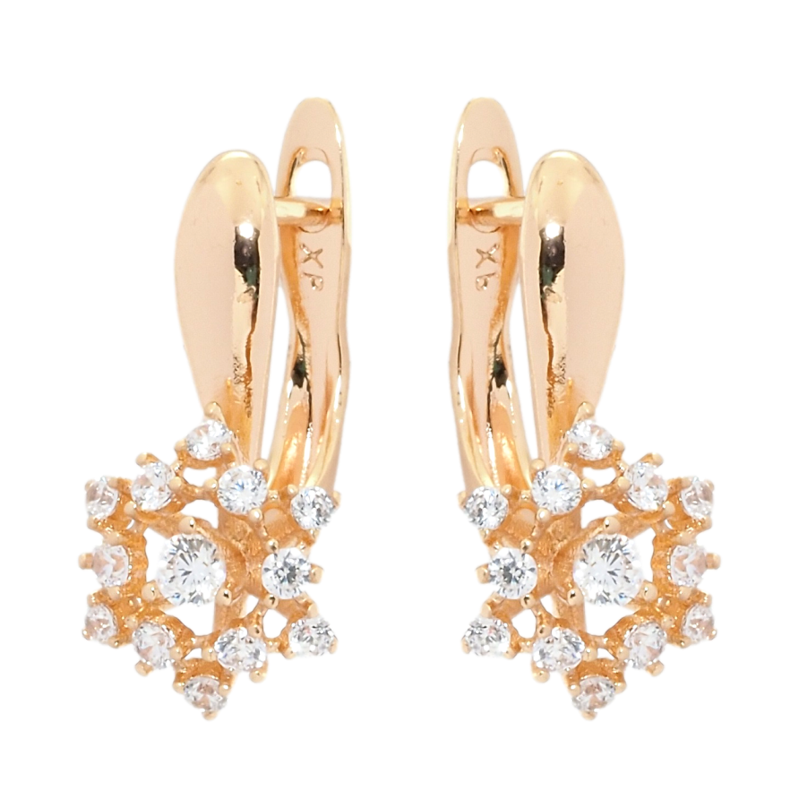 Серьги Xuping M&L Цвет 18K английский замок Снежинки с цирконием фото №1 Серьги Xuping M&L Цвет 18K английский замок Снежинки с цирконием фото №1