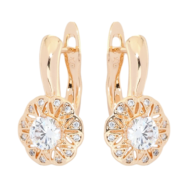 Серьги Xuping M&L Цвет 18K английский замок Цветочки с фианитами фото №11 Серьги Xuping M&L Цвет 18K английский замок Цветочки с фианитами фото №11