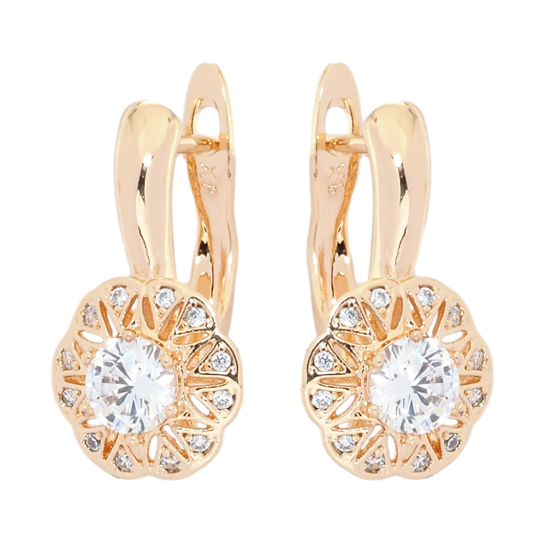 Сережки Xuping M&L Колір 18K англійський замок Квіточки з фіанітами фото №1 Сережки Xuping M&L Колір 18K англійський замок Квіточки з фіанітами фото №1