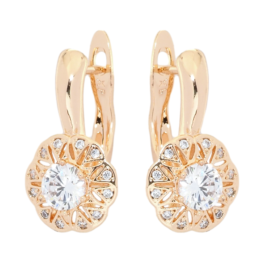 Серьги Xuping M&L Цвет 18K английский замок Цветочки с фианитами фото №1 Серьги Xuping M&L Цвет 18K английский замок Цветочки с фианитами фото №1