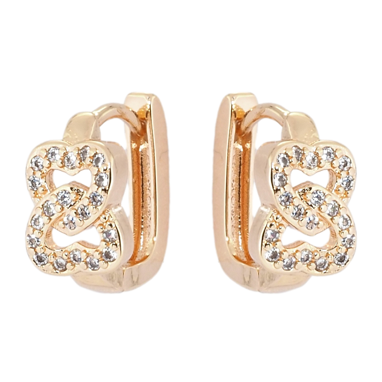 Серьги Xuping M&L Цвет 18K колечки Дуэт сердец фото №1 Серьги Xuping M&L Цвет 18K колечки Дуэт сердец фото №1