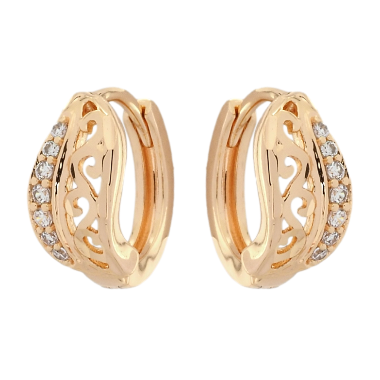 Сережки Xuping M&L Колір 18K колечка Різьблені листочки з цирконієм фото №1