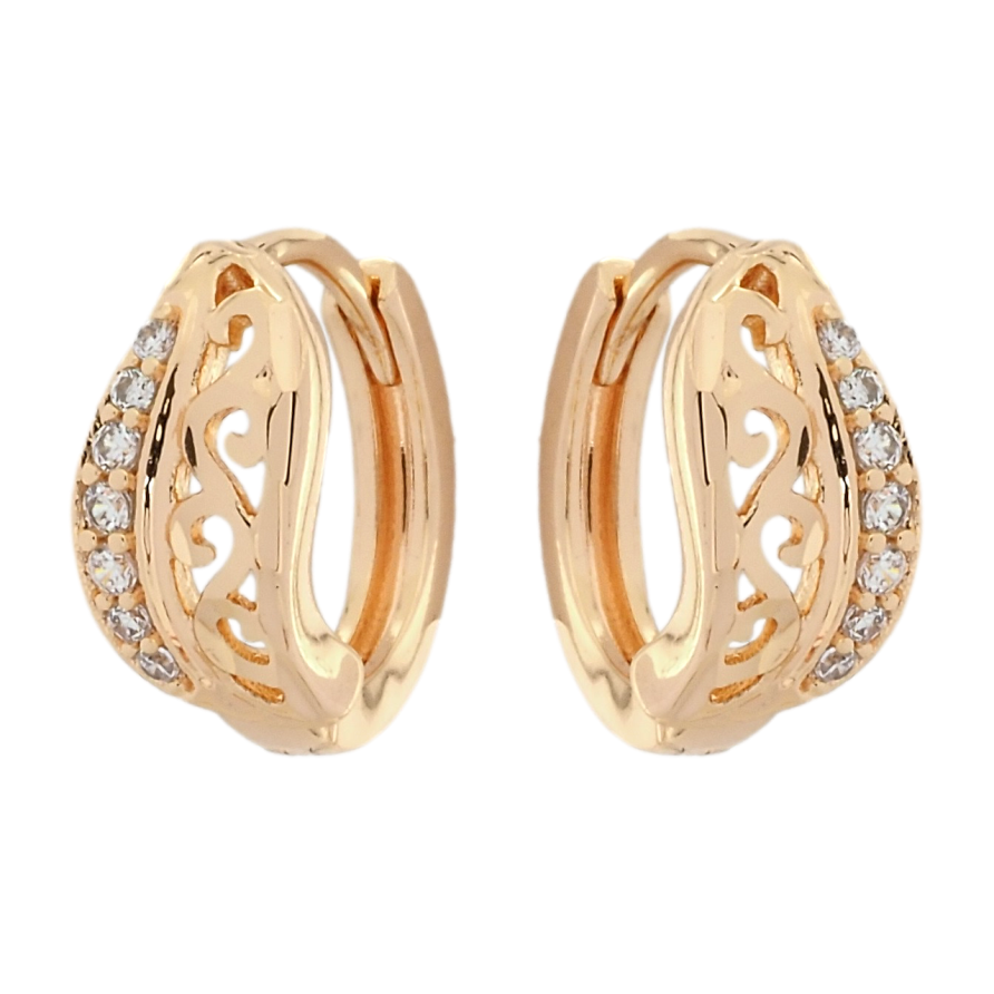 Сережки Xuping M&L Колір 18K колечка Різьблені листочки з цирконієм фото №1