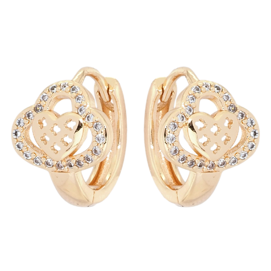 Сережки Xuping M&L Колір 18K колечка Візерунок з сердечками фото №1 Сережки Xuping M&L Колір 18K колечка Візерунок з сердечками фото №1