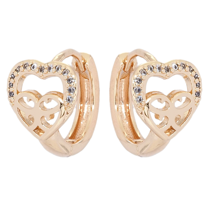 Сережки Xuping M&L Колір 18K колечка Сердечки фото №1 Сережки Xuping M&L Колір 18K колечка Сердечки фото №1