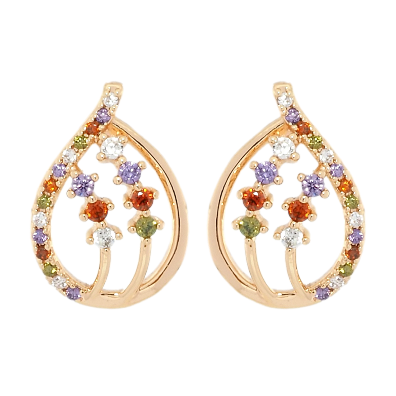 Серьги Xuping M&L Цвет 18K пусеты Капельки с цветным цирконием фото №14