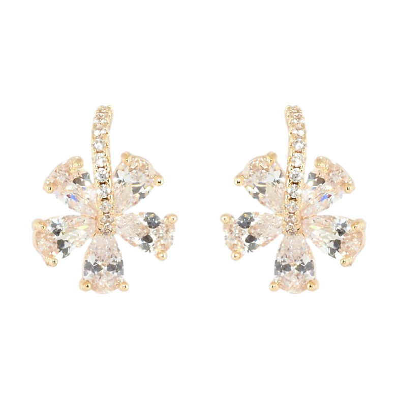 Сережки Xuping M&L Колір 18K пусети Кришталеві квіточки фото №1