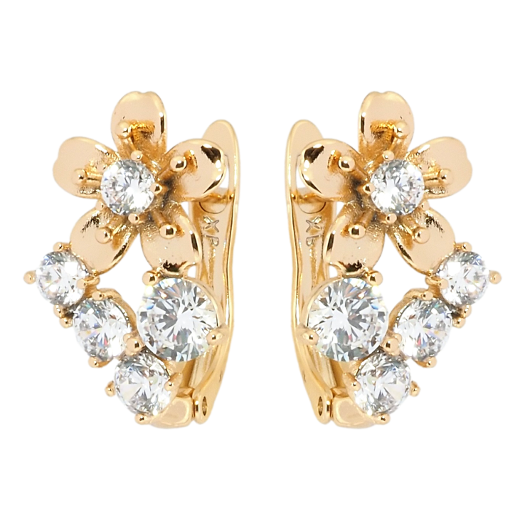 Сережки Xuping Позолота 18K англійський замок Квіточки фото №4